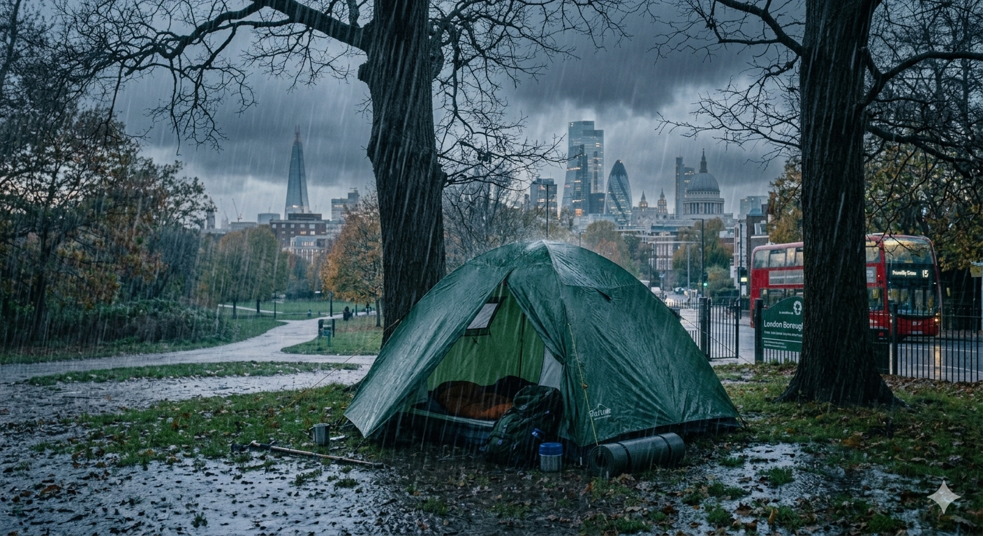Rough Sleeper Tent Rainy Weather